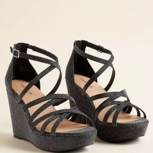 Strappy glitter platform shoes
